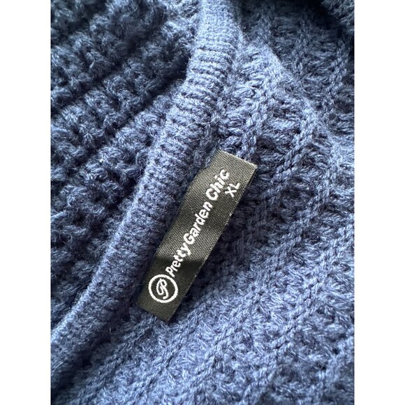 Prettygarden Navy Cardigan Long Sleeve Button Down Sweater Pockets Acrylic XL - Picture 4 of 5